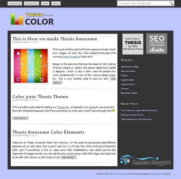 thesis theme color skin