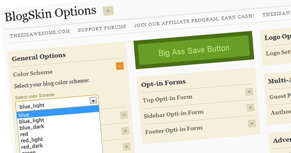 BlogSkin color schemes and variations