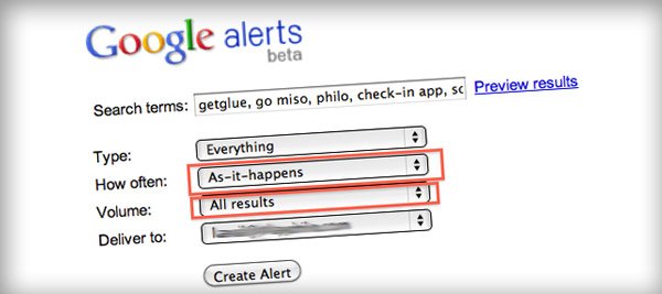 google alerts keywords