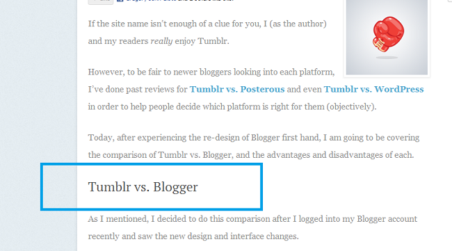 Tumblr vs. Blogger H1