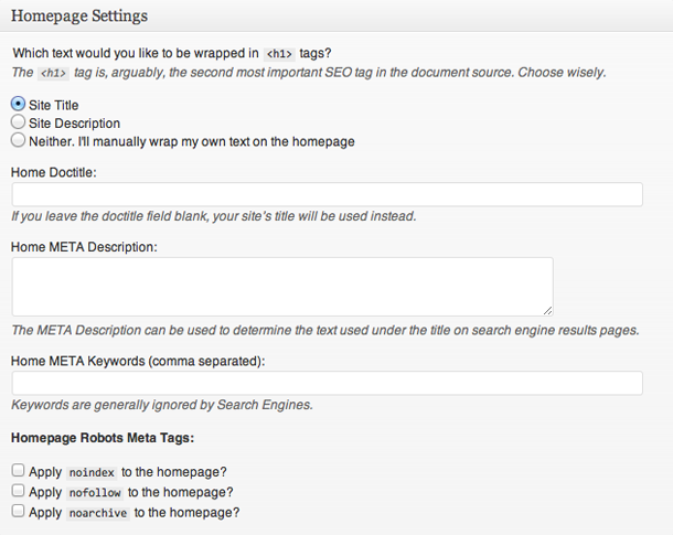 Genesis SEO settings