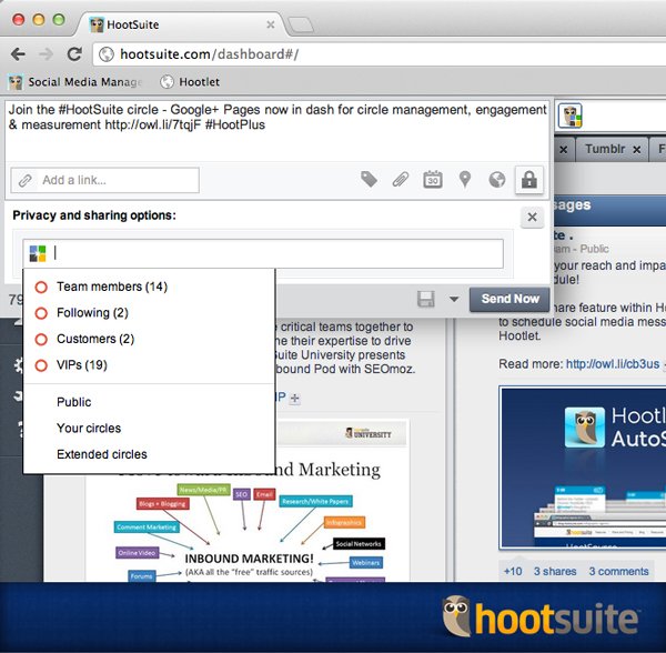 google plus hootsuite circles
