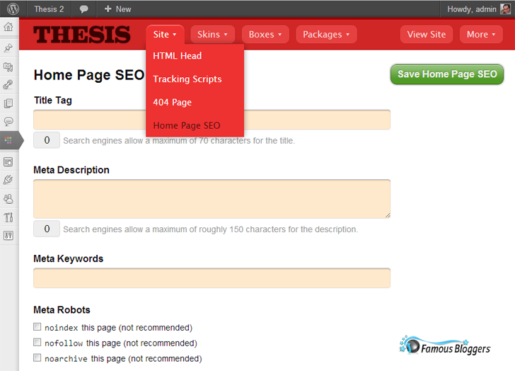 Thesis Home Page SEO