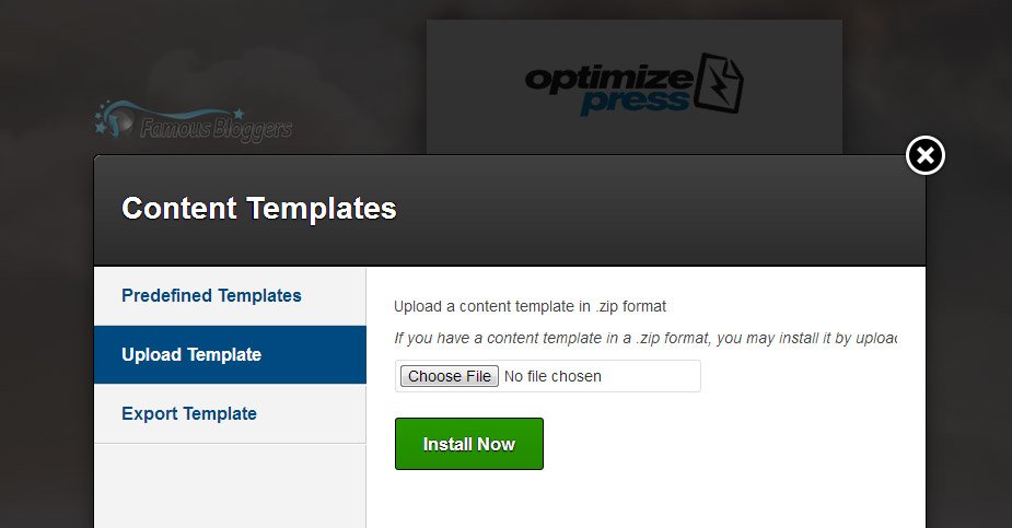 OptimizePress Templates export and import