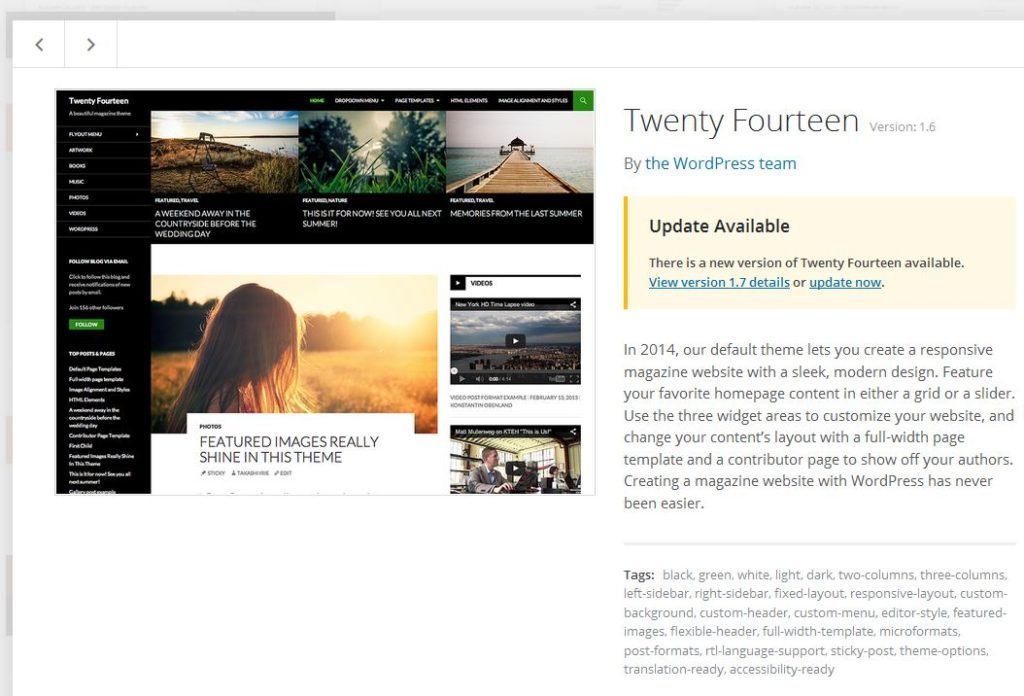 Twenty Fourteen default WordPress theme